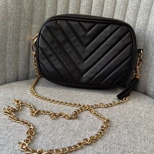 Black and Gold Quilted Crossbody Bag